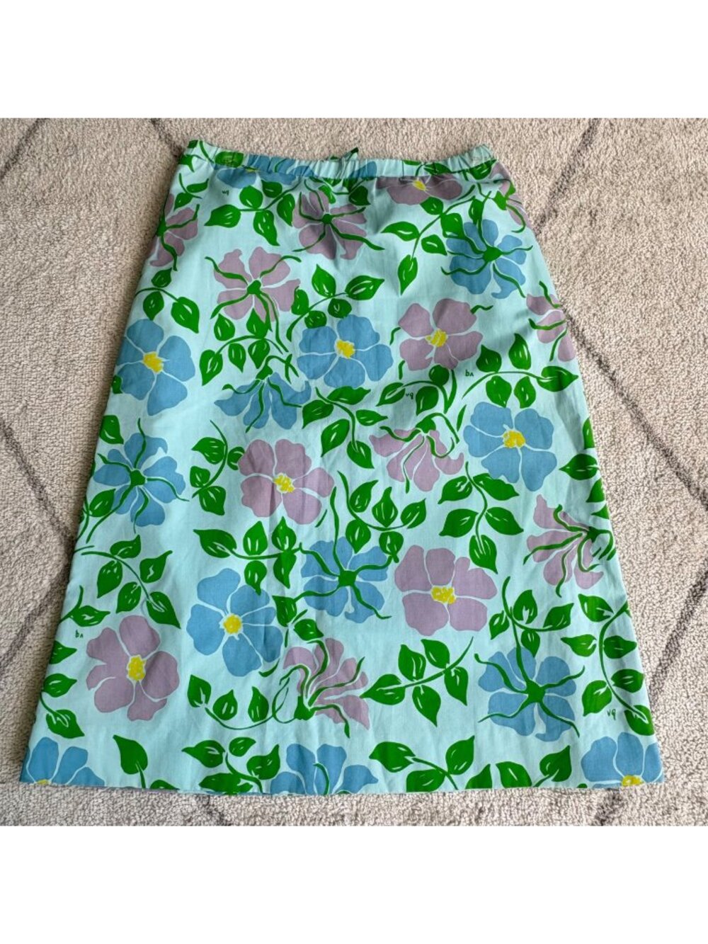 Vintage The Vested Gentress Floral A-Line Skirt Hand Screened Print